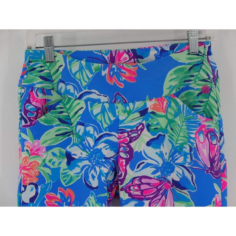 Lilly Pulitzer Luxletic Leggings Multicolor Floral Ankle Pockets Women's 4